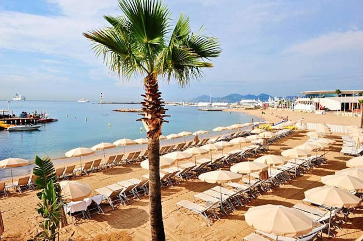 CANNES plage 2mn/45m2/vue mer/inernet/clim/parking privé Extérieur photo