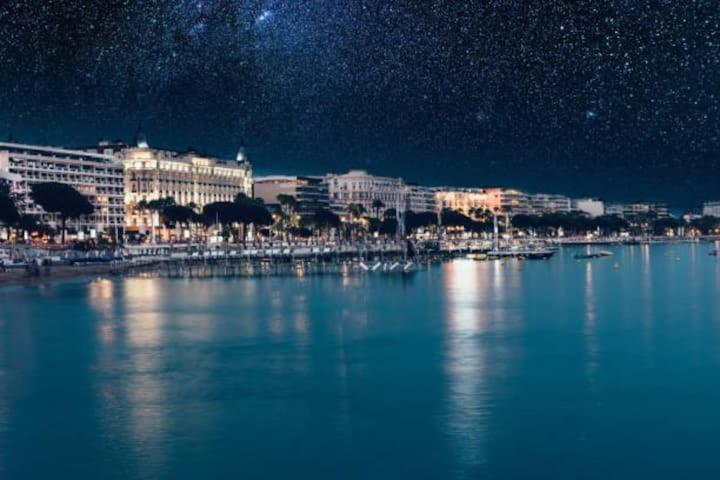 CANNES plage 2mn/45m2/vue mer/inernet/clim/parking privé Extérieur photo